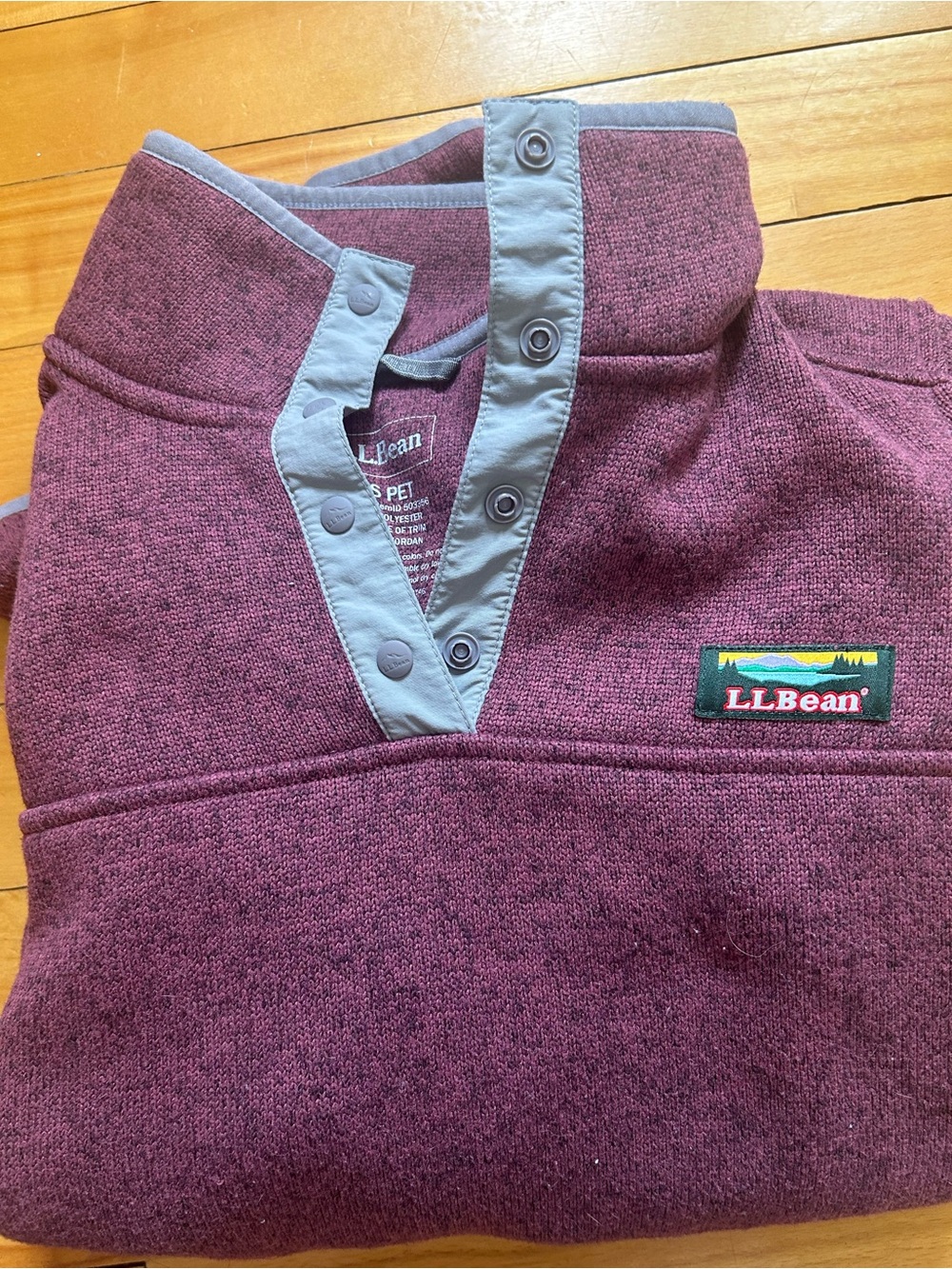 L.L.Bean Fleece Snap Pullover Sweater Eggplant XS Petite - Picture 4 of 8